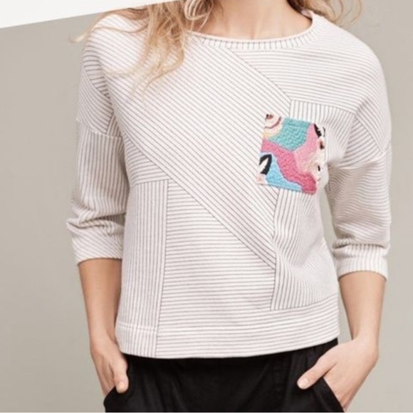 Anthropologie sweatshirt with embroidered pocket - Picture 2 of 6